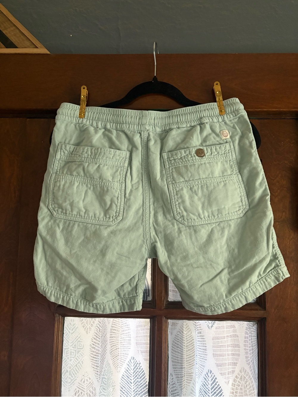 Marine Layer Mens 100% Cotton Lounge Beach Shorts Small S Moss Green Drawstring - Picture 3 of 8